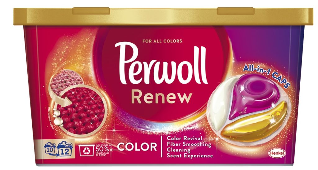 капсули для прання Perwoll Renew Color All-in-1 у контейнері