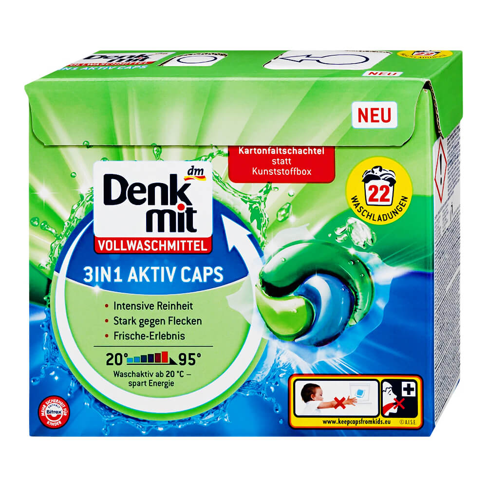 капсули для прання Denkmit 3в1 у коробці, 22 штуки